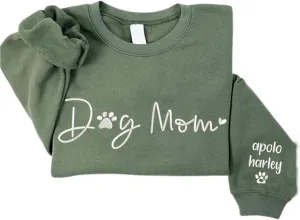Personalized Dog Mom Embroidered Sweatshirts, Custom Dog Mom Embroidered Shirt, Dog Mom Gift