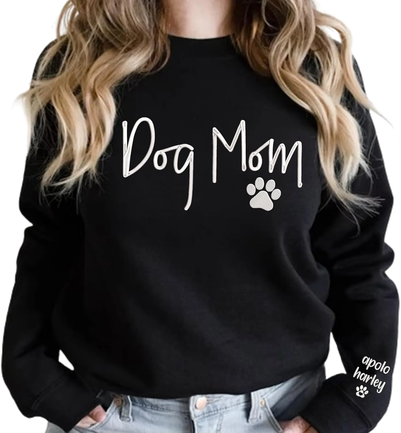 Personalized Dog Mom Embroidered Sweatshirts, Custom Dog Mom Embroidered Shirt, Dog Mom Gift