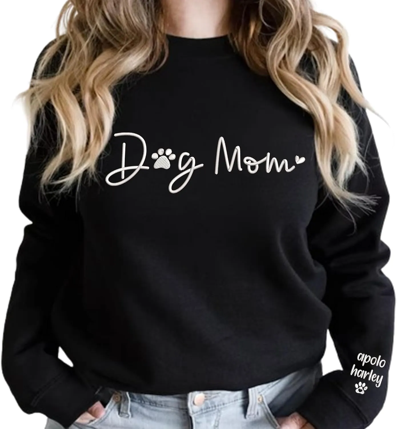 Personalized Dog Mom Embroidered Sweatshirts, Custom Dog Mom Embroidered Shirt, Dog Mom Gift