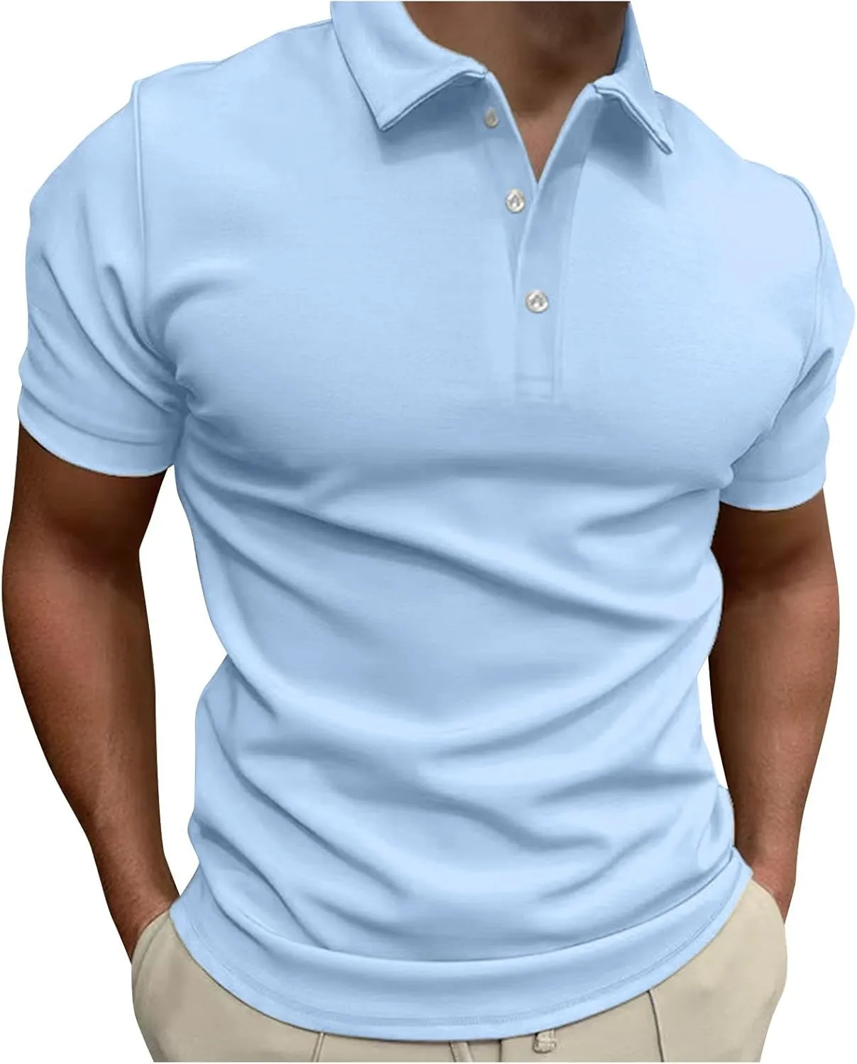 Polo Tshirts for Men Short Sleeve Lapel Collared Cable Knitted Shirts Casual Quarter Zipper Slim Fit Tees Golf Shirts