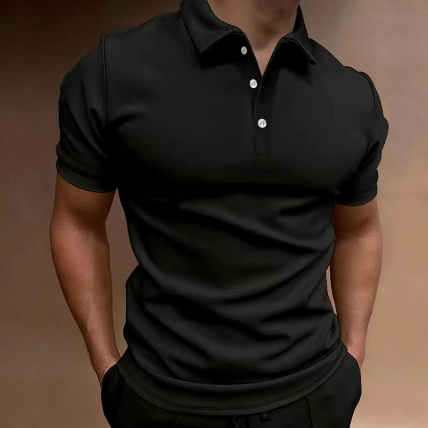 Polo Tshirts for Men Short Sleeve Lapel Collared Cable Knitted Shirts Casual Quarter Zipper Slim Fit Tees Golf Shirts