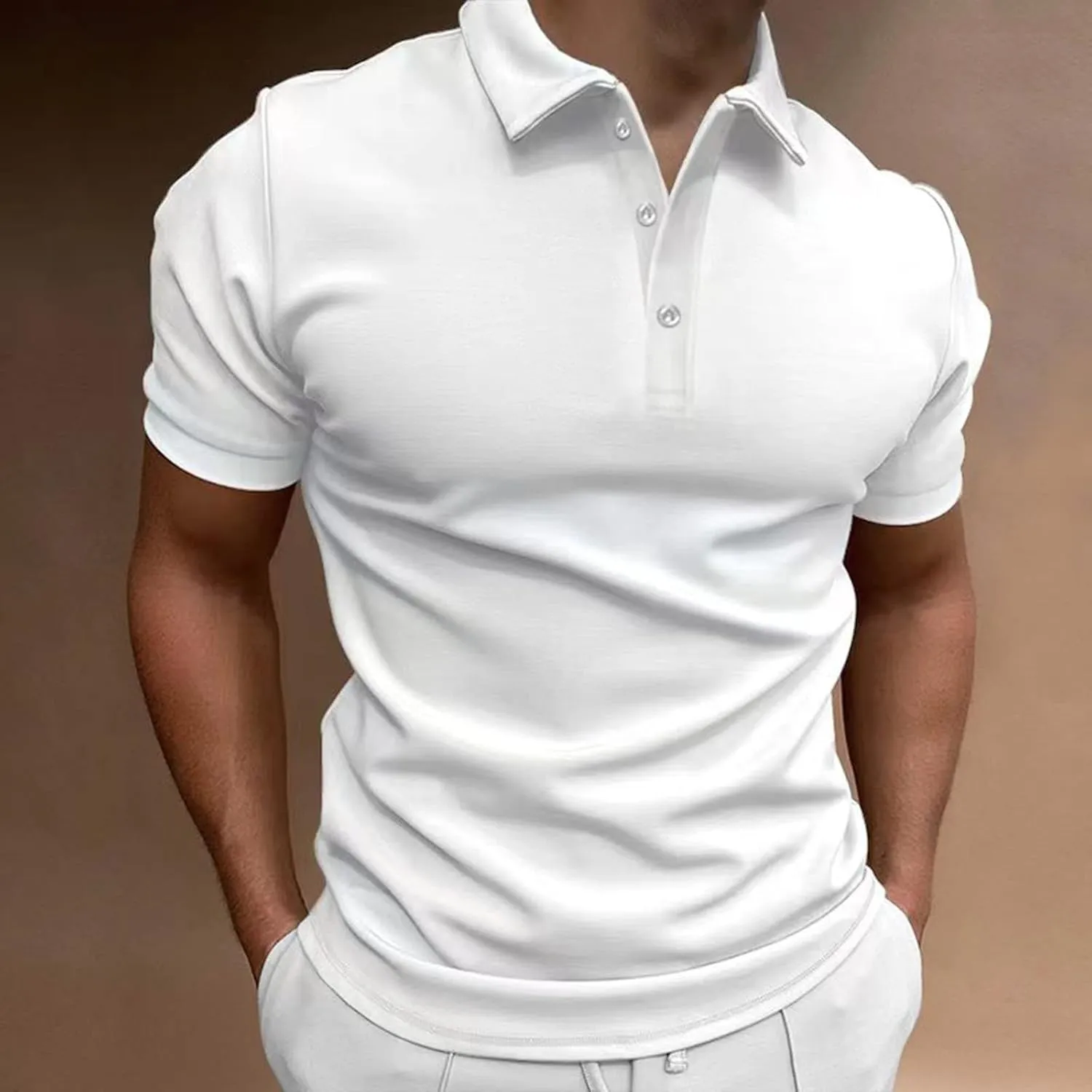Polo Tshirts for Men Short Sleeve Lapel Collared Cable Knitted Shirts Casual Quarter Zipper Slim Fit Tees Golf Shirts