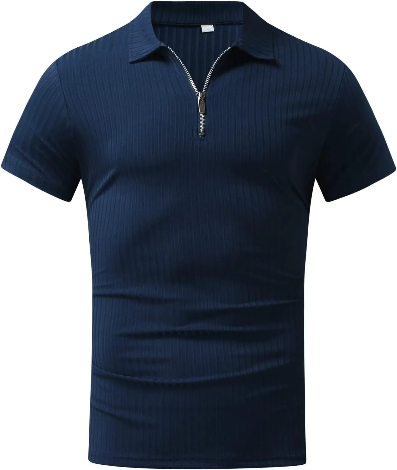 Polo Tshirts for Men Short Sleeve Lapel Collared Cable Knitted Shirts Casual Quarter Zipper Slim Fit Tees Golf Shirts