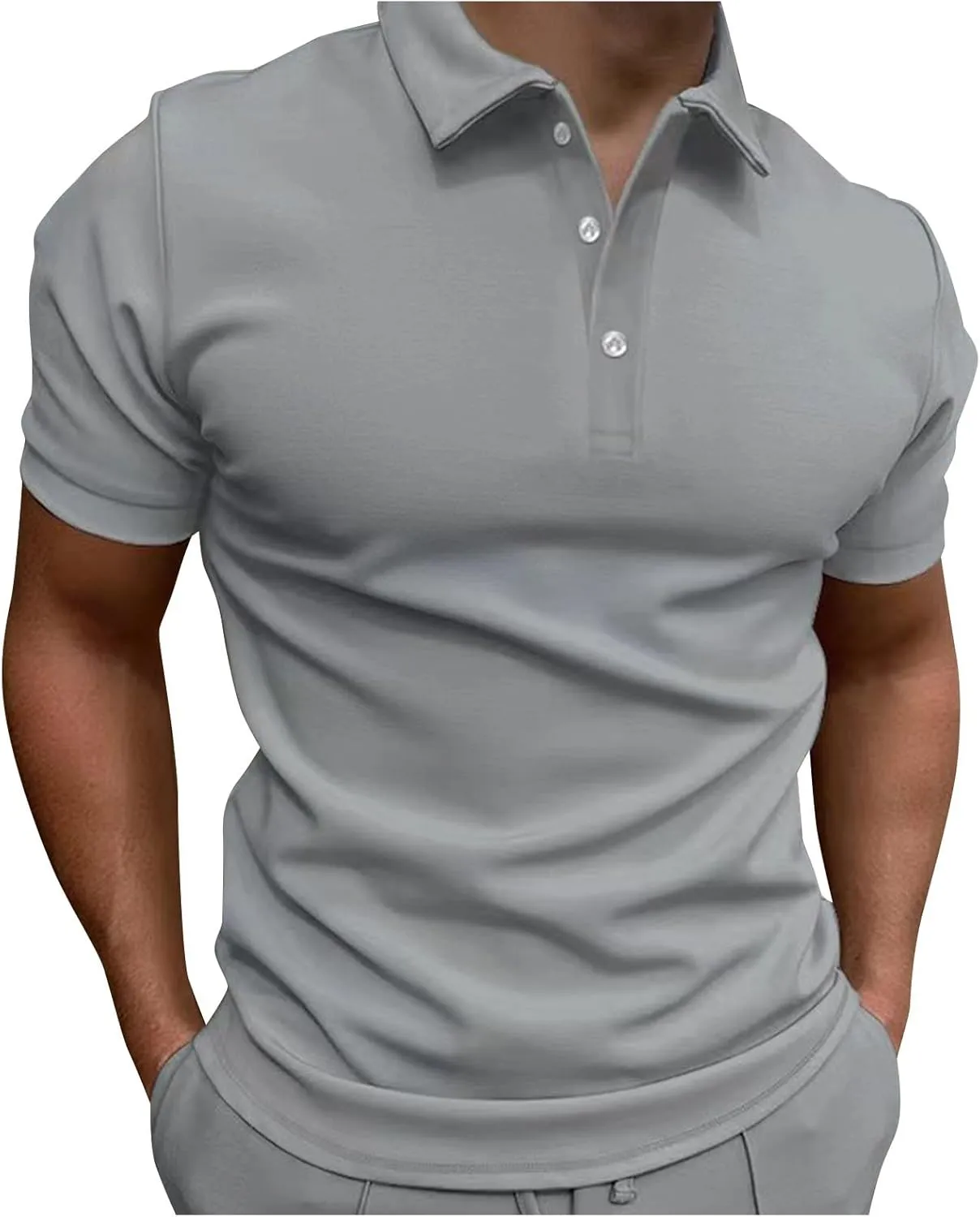 Polo Tshirts for Men Short Sleeve Lapel Collared Cable Knitted Shirts Casual Quarter Zipper Slim Fit Tees Golf Shirts