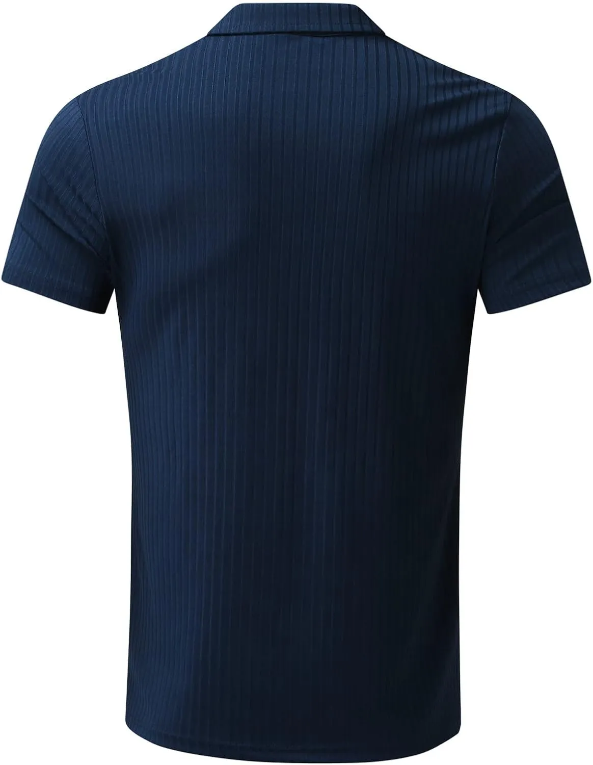 Polo Tshirts for Men Short Sleeve Lapel Collared Cable Knitted Shirts Casual Quarter Zipper Slim Fit Tees Golf Shirts