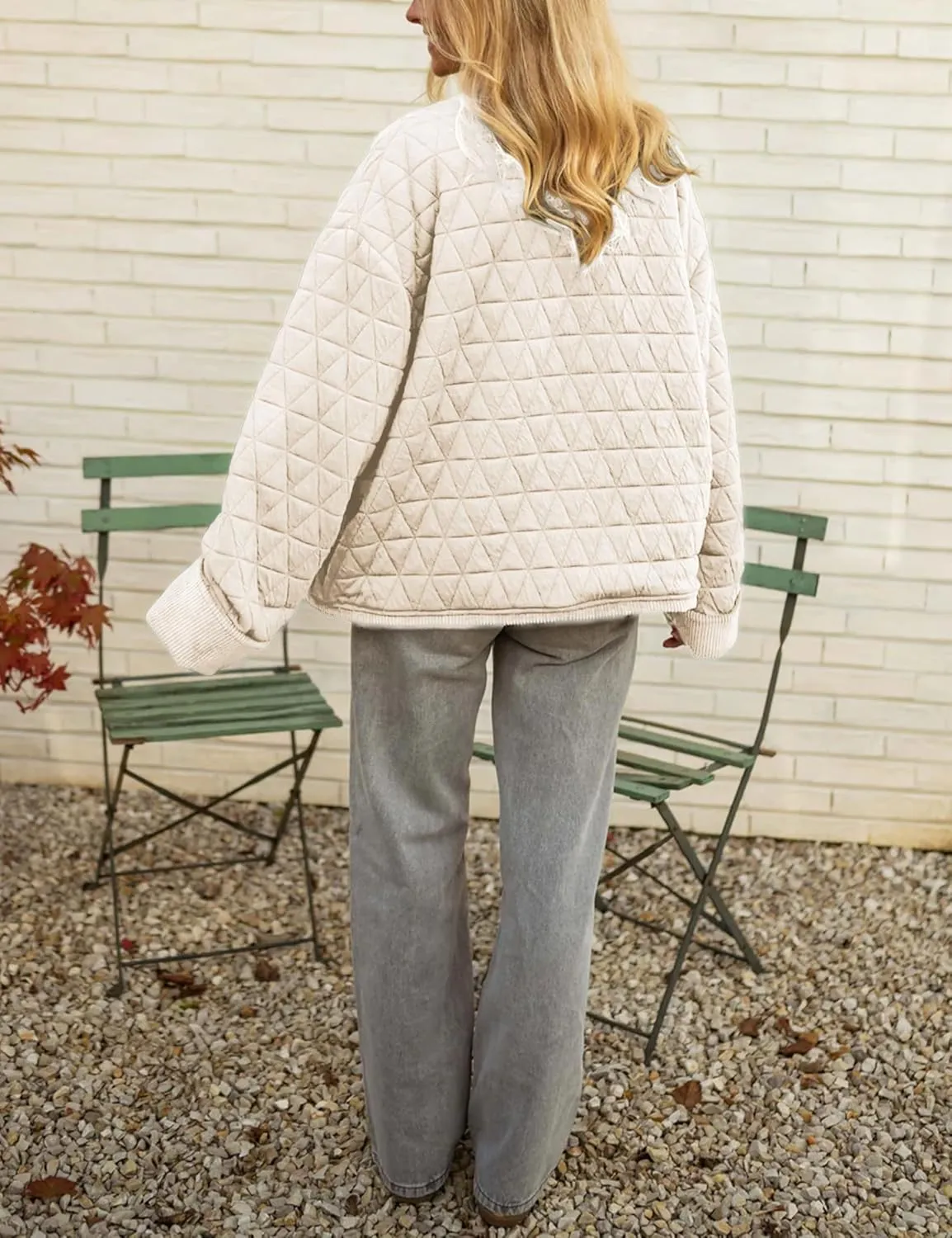 Quilted Jackets for Women Lightweight Button Down Long Sleeve Winter Padded Coat Puffer Jacket