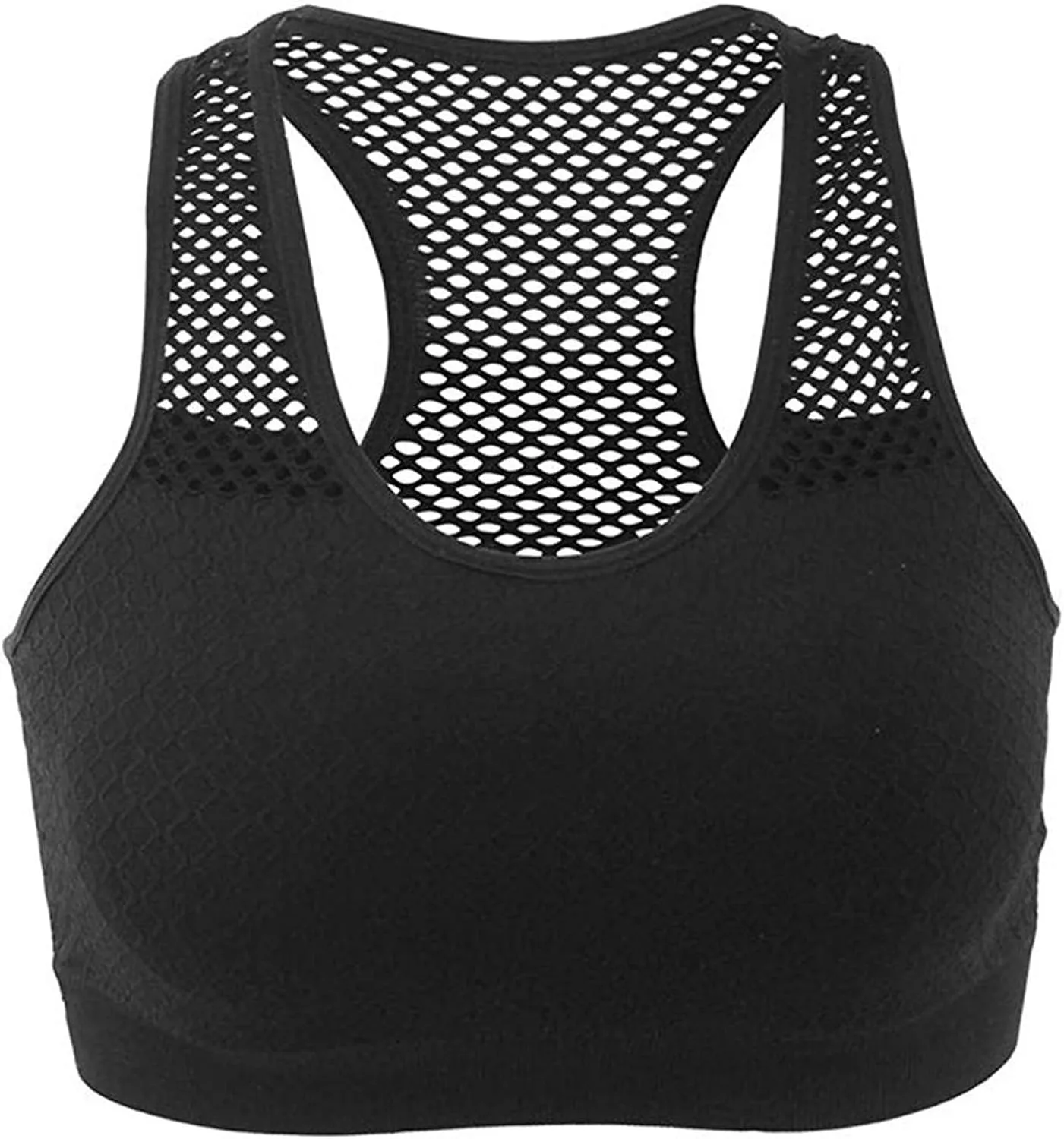 Racerback Sports Bras for Women Wirefree Quick Dry Mesh Back Push Up High Impact Support for Yoga Gym Workout Fitness