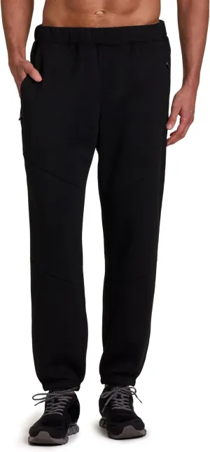 RBX Men's Black Fleece Joggers, Cotton Blend Cuffed Fleece Gym Pants with Zipper Pockets