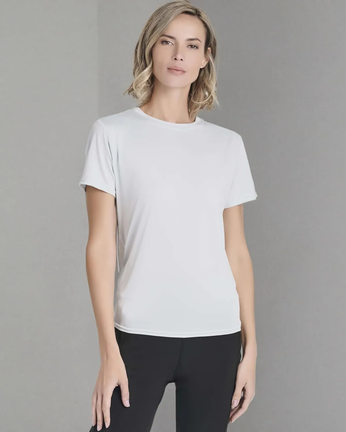 Real Essentials 5 Pack: Women's Short Sleeve Open Back Tie Back Dry-Fit T-Shirt Yoga Gym Workout Top