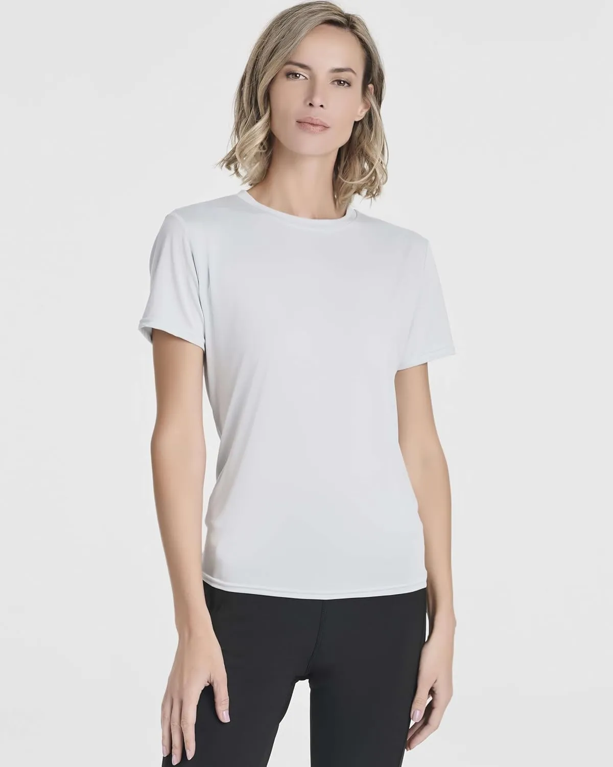 Real Essentials 5 Pack: Women's Short Sleeve Open Back Tie Back Dry-Fit T-Shirt Yoga Gym Workout Top