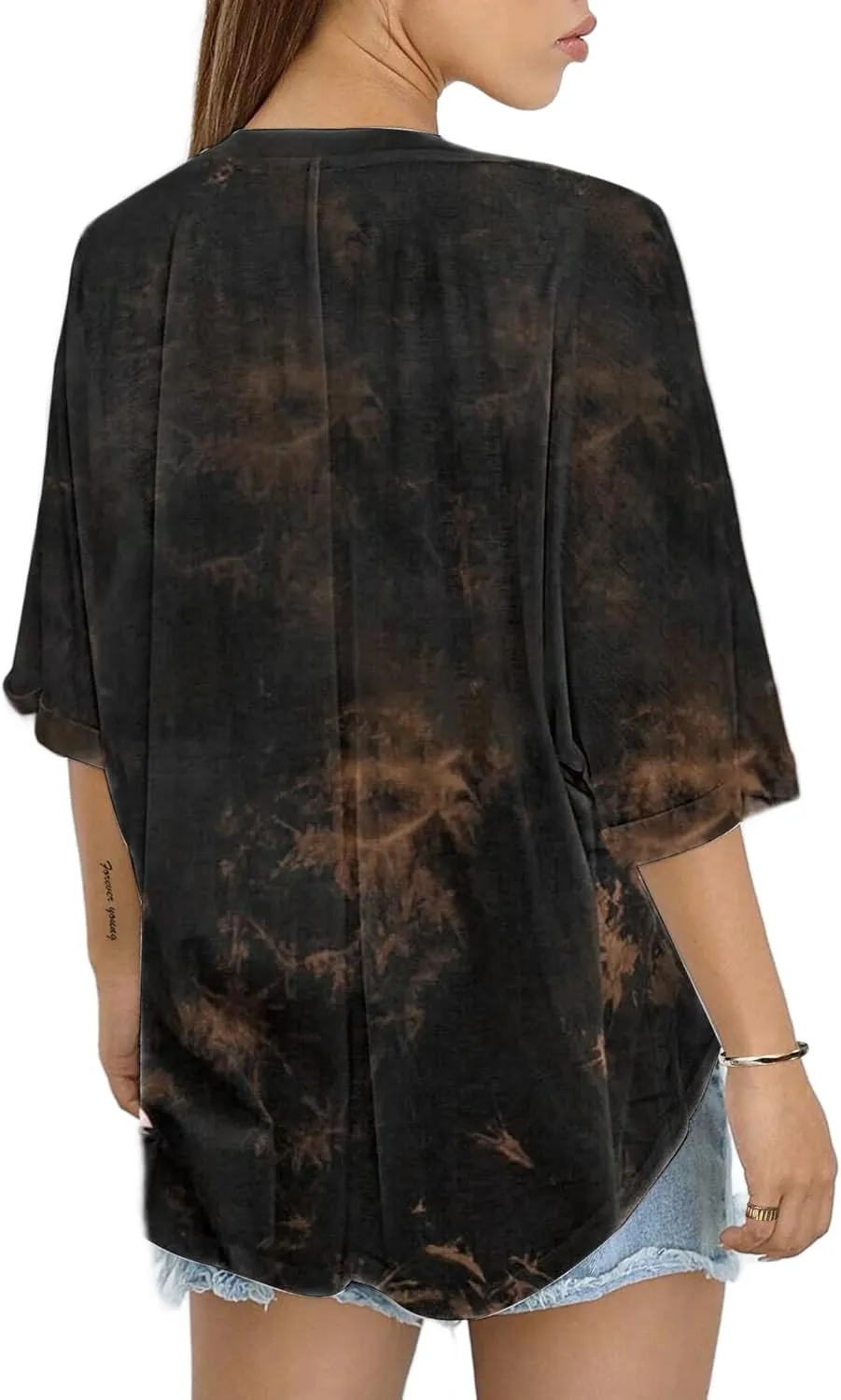 Remidoo Womens Oversized Cropped Tee High Low T Shirt Batwing Short Sleeve Top