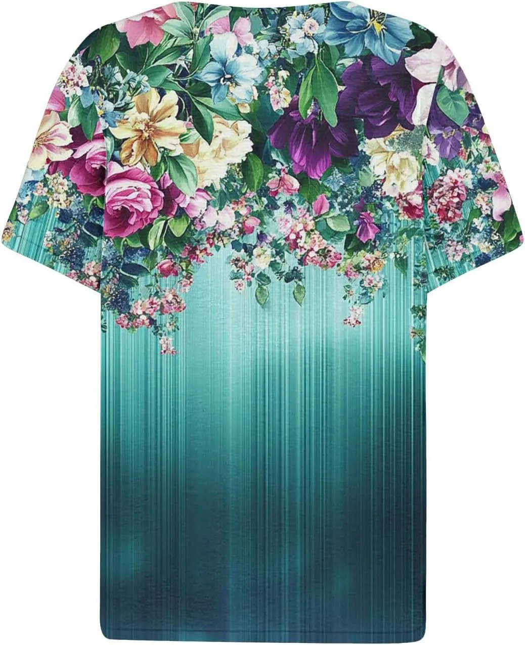 Retro Floral Shirts for Women Henley V Neck Button Down Shirt Trendy Sexy Slim Tunic Blouses Loose Casual Tops