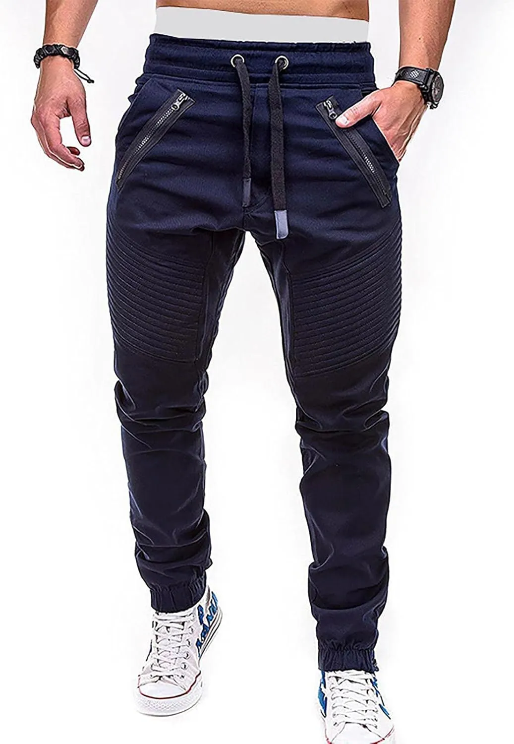 RTRDE Men's Casual Pants Joggers Pants Cargo Athletic Sweatpants Workout Pants with Zipper Pockets Sweatpants, M-4XL