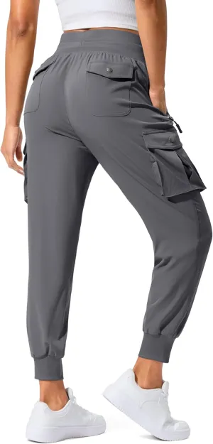 SANTINY Women's Cargo Pants with 6 Pockets Lightweight Quick Dry Travel Hiking Pants Casual Summer Joggers