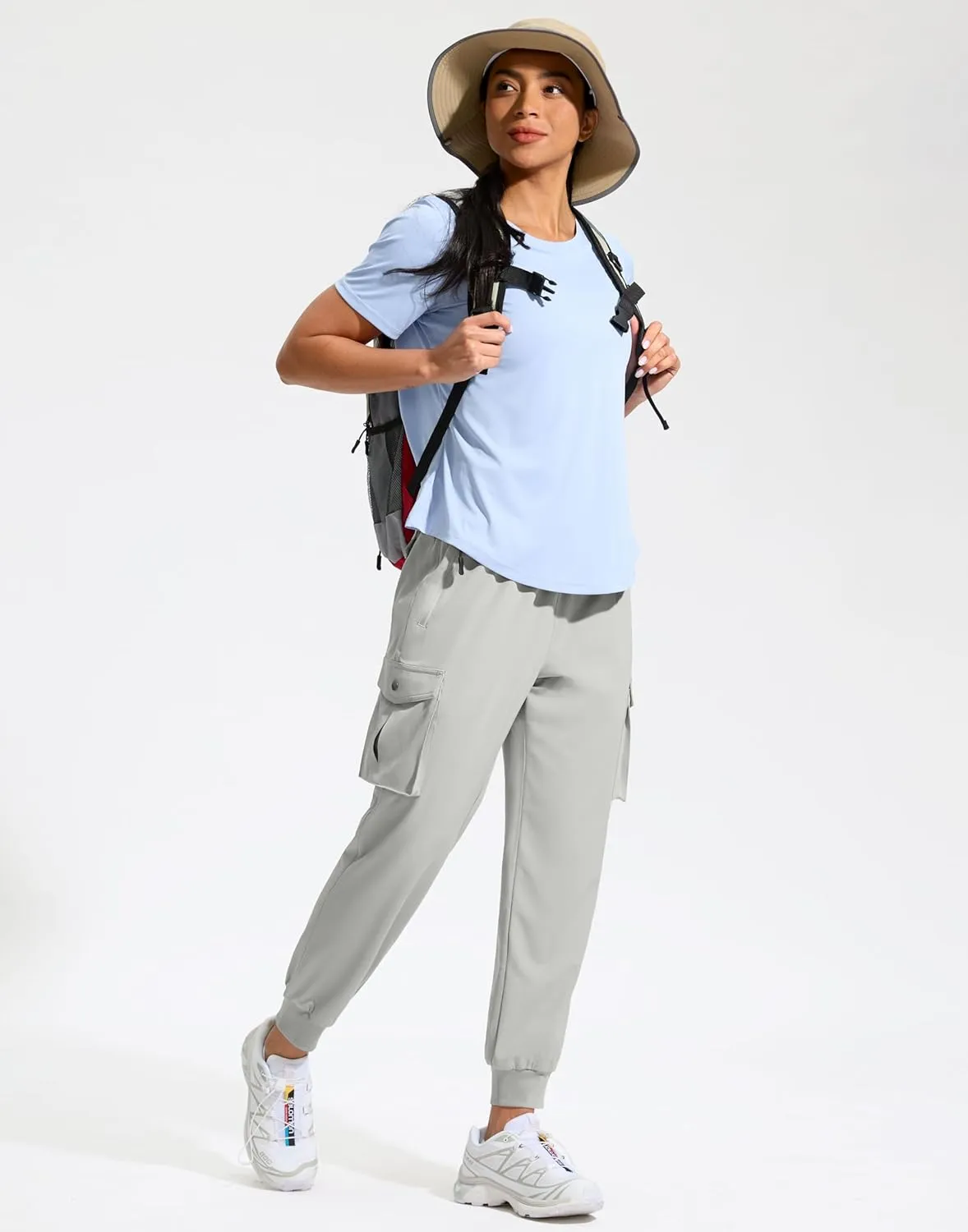 SANTINY Women's Cargo Pants with 6 Pockets Lightweight Quick Dry Travel Hiking Pants Casual Summer Joggers