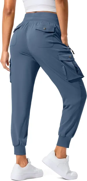 SANTINY Women's Cargo Pants with 6 Pockets Lightweight Quick Dry Travel Hiking Pants Casual Summer Joggers