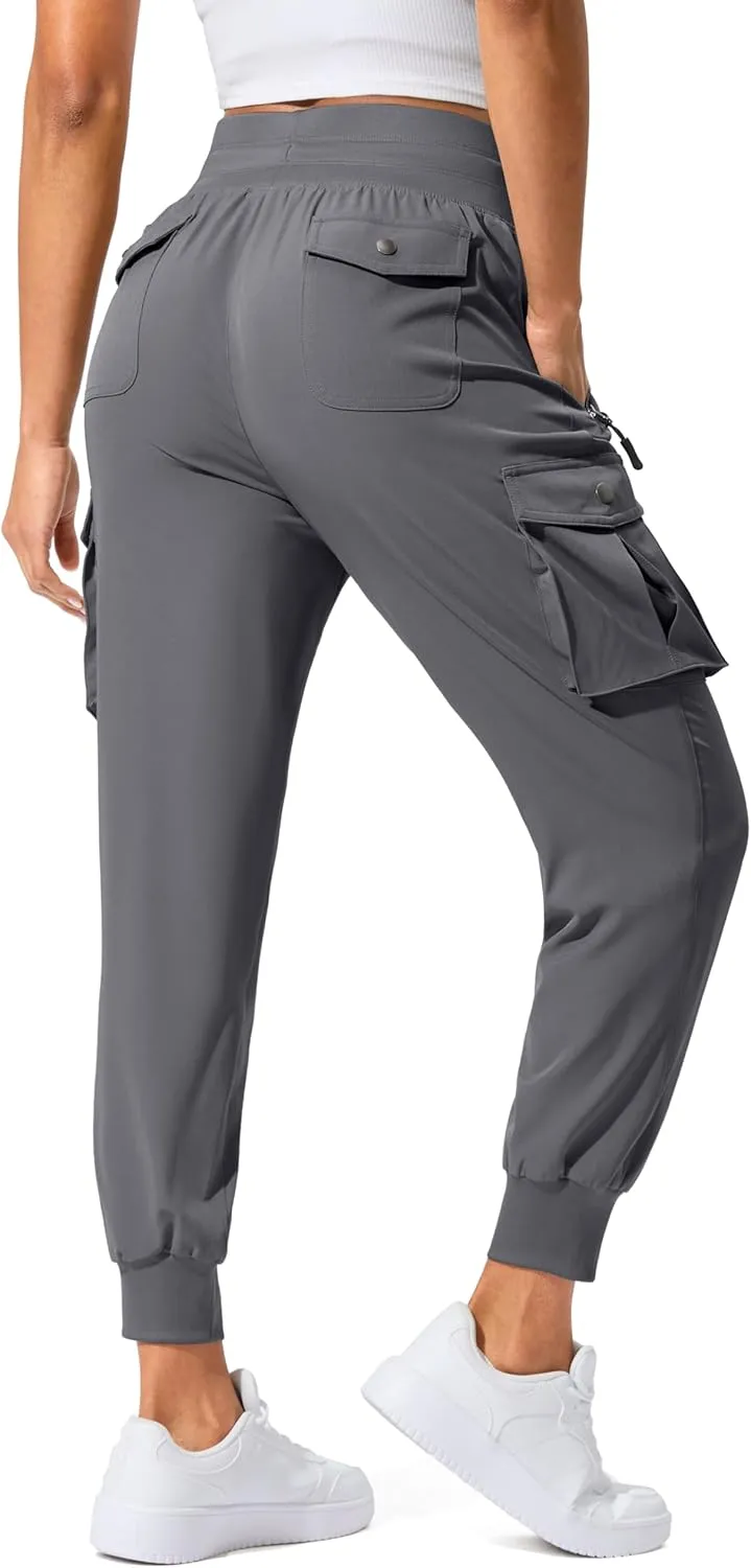 SANTINY Women's Cargo Pants with 6 Pockets Lightweight Quick Dry Travel Hiking Pants Casual Summer Joggers