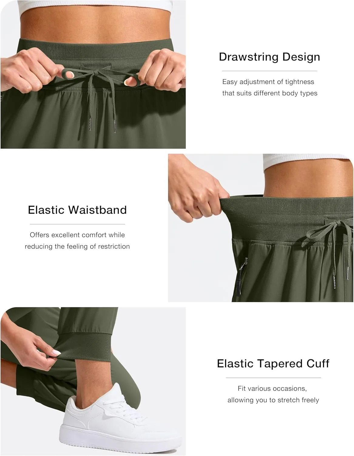 SANTINY Women's Cargo Pants with 6 Pockets Lightweight Quick Dry Travel Hiking Pants Casual Summer Joggers