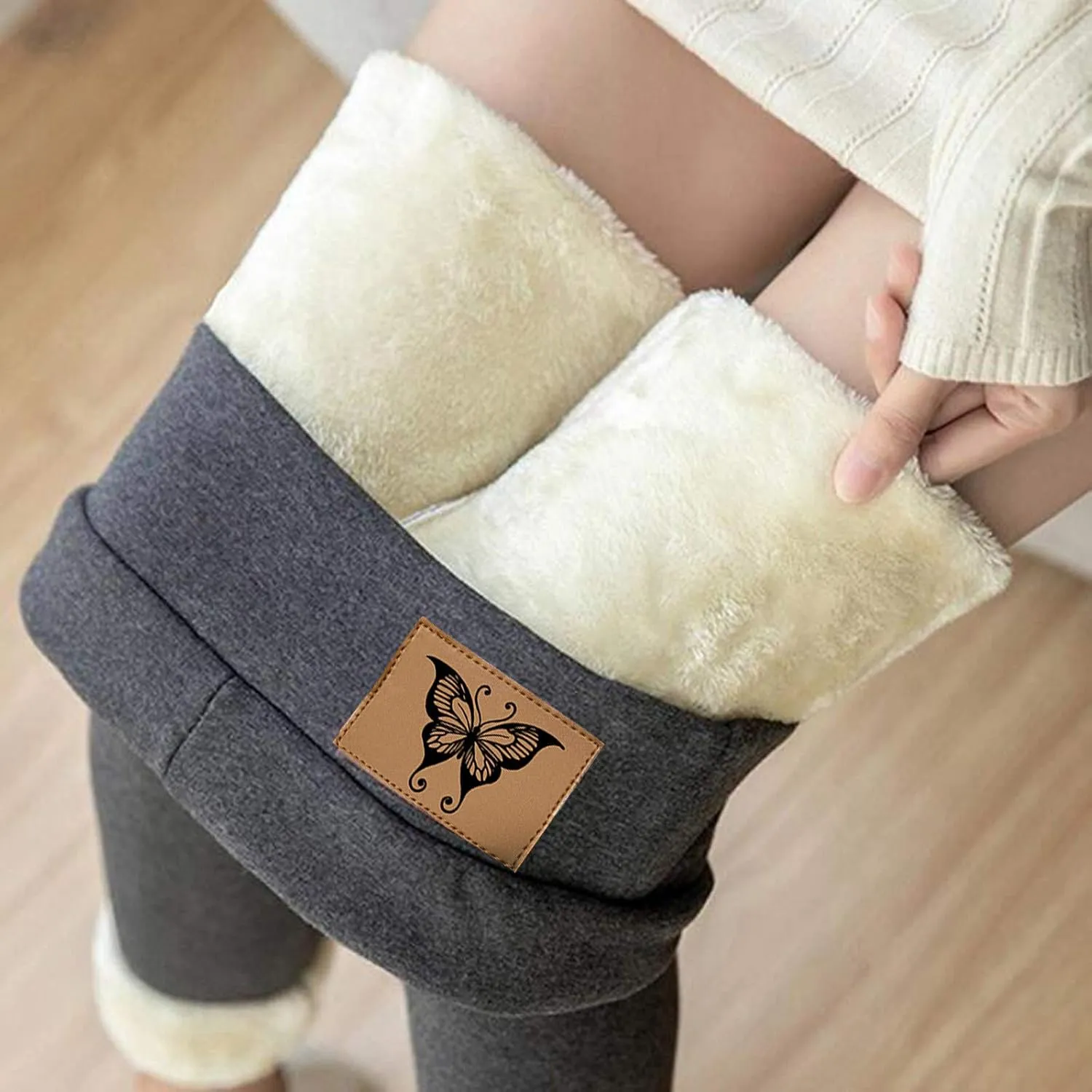sdbrld Fleece Lined Leggings Women Soft Thermal Pants High Waist Tummy Control Stretchy Warm Thick Sherpa Winter Tights Pants