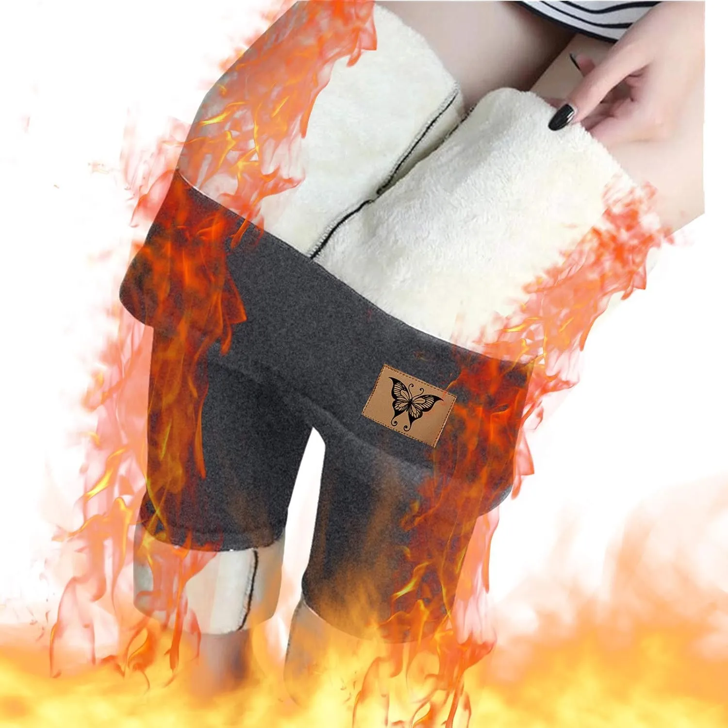 sdbrld Fleece Lined Leggings Women Soft Thermal Pants High Waist Tummy Control Stretchy Warm Thick Sherpa Winter Tights Pants