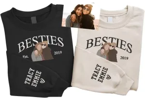 SHAANT Personalized Besties Embroidered Sweatshirt, Custom Shirt Gift for Soul Sisters Women, Best Friends Hoodie
