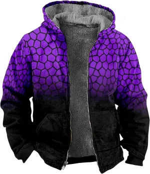 Sherpa Hoodie Men Winter Coat Plus Size Fleece Lined Jacket Hoodie Full Zip Thicken Warm Sweatshirt Outwear
