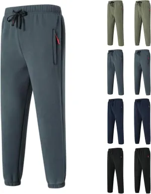 Sherpa Lined Sweatpants Men Heavyweight Drawstring Waist Fleece Lined Joggers Thick Athletic Winter Warm Track Pants