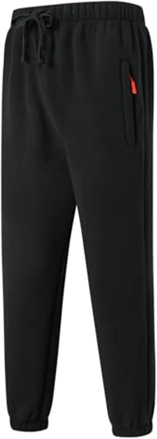 Sherpa Lined Sweatpants Men Heavyweight Drawstring Waist Fleece Lined Joggers Thick Athletic Winter Warm Track Pants