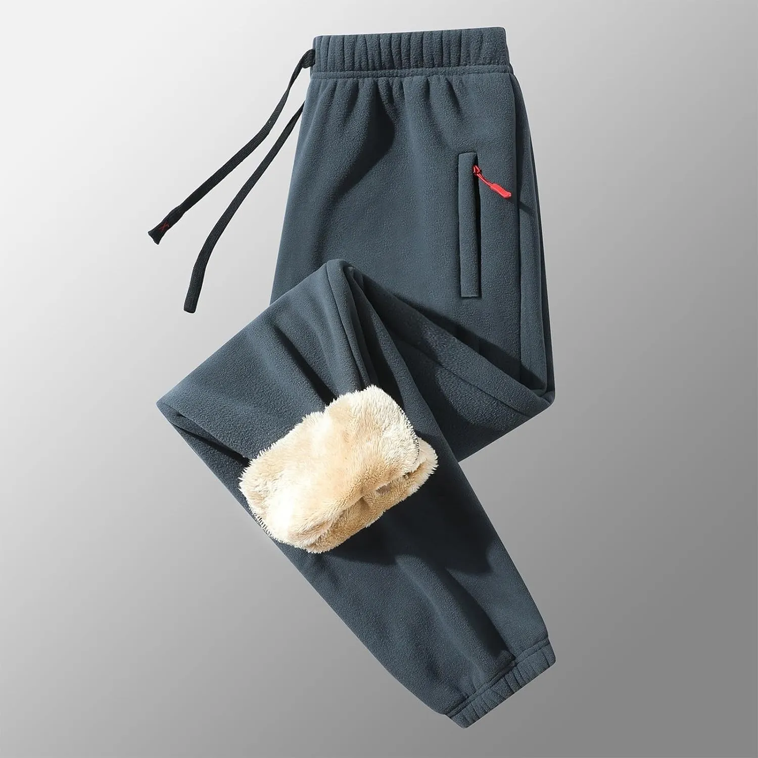 Sherpa Lined Sweatpants Men Heavyweight Drawstring Waist Fleece Lined Joggers Thick Athletic Winter Warm Track Pants