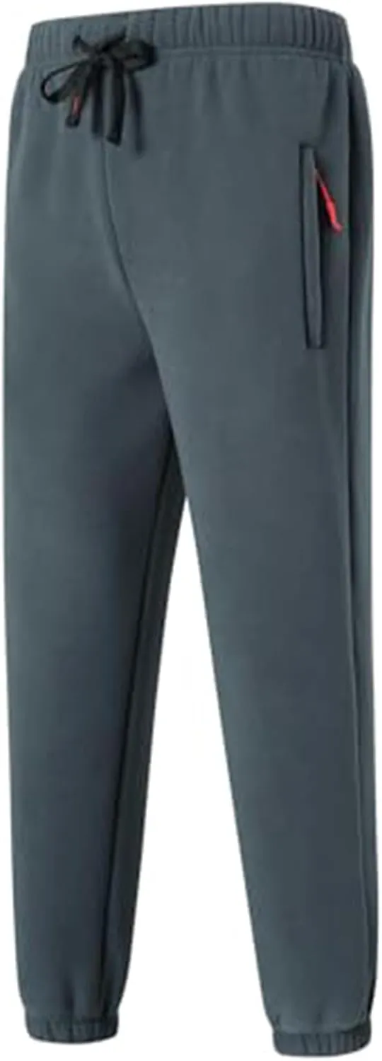 Sherpa Lined Sweatpants Men Heavyweight Drawstring Waist Fleece Lined Joggers Thick Athletic Winter Warm Track Pants