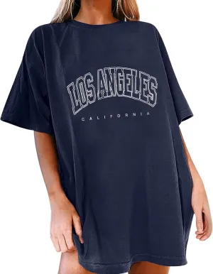 Shirts for Girls 12-14 Years Old Oversized Graphic Print Short Sleeve Tunic Tops Crew Neck Casual Drop Shoulder T Shirts