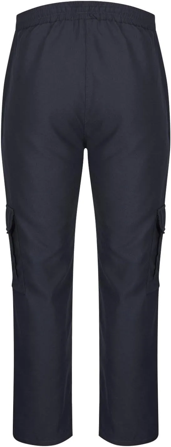 Sinzelimin Men's Cargo Pants Fashion Solid Color Multiple Pockets Lace up Elastic Waist Loose Comfy Work Trouser Sweatpant