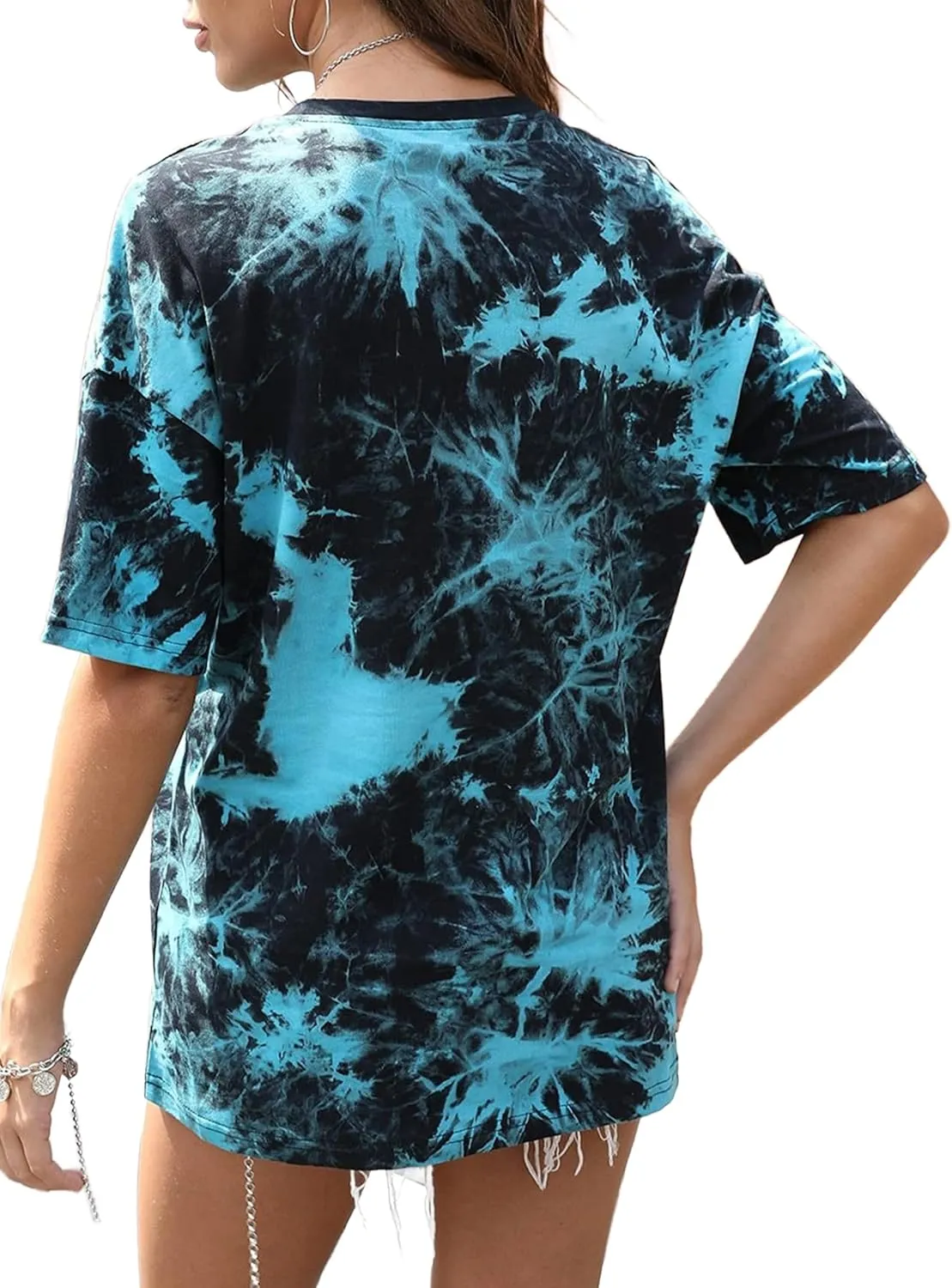 SOFIA'S CHOICE Tie Dye Shirt Women Oversized Tshirts Summer Casual Short Sleeve Tee Tops