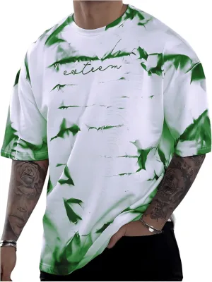 SOLY HUX Men's Graphic Tie Dye T Shirt Letter Print Crew Neck Short Sleeve Casual Summer Tee Tops