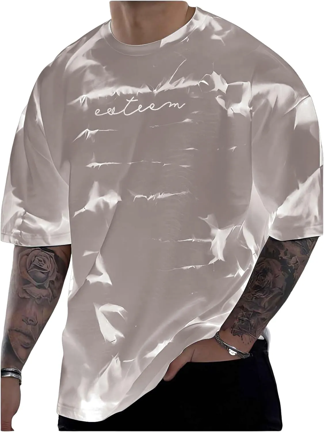 SOLY HUX Men's Graphic Tie Dye T Shirt Letter Print Crew Neck Short Sleeve Casual Summer Tee Tops