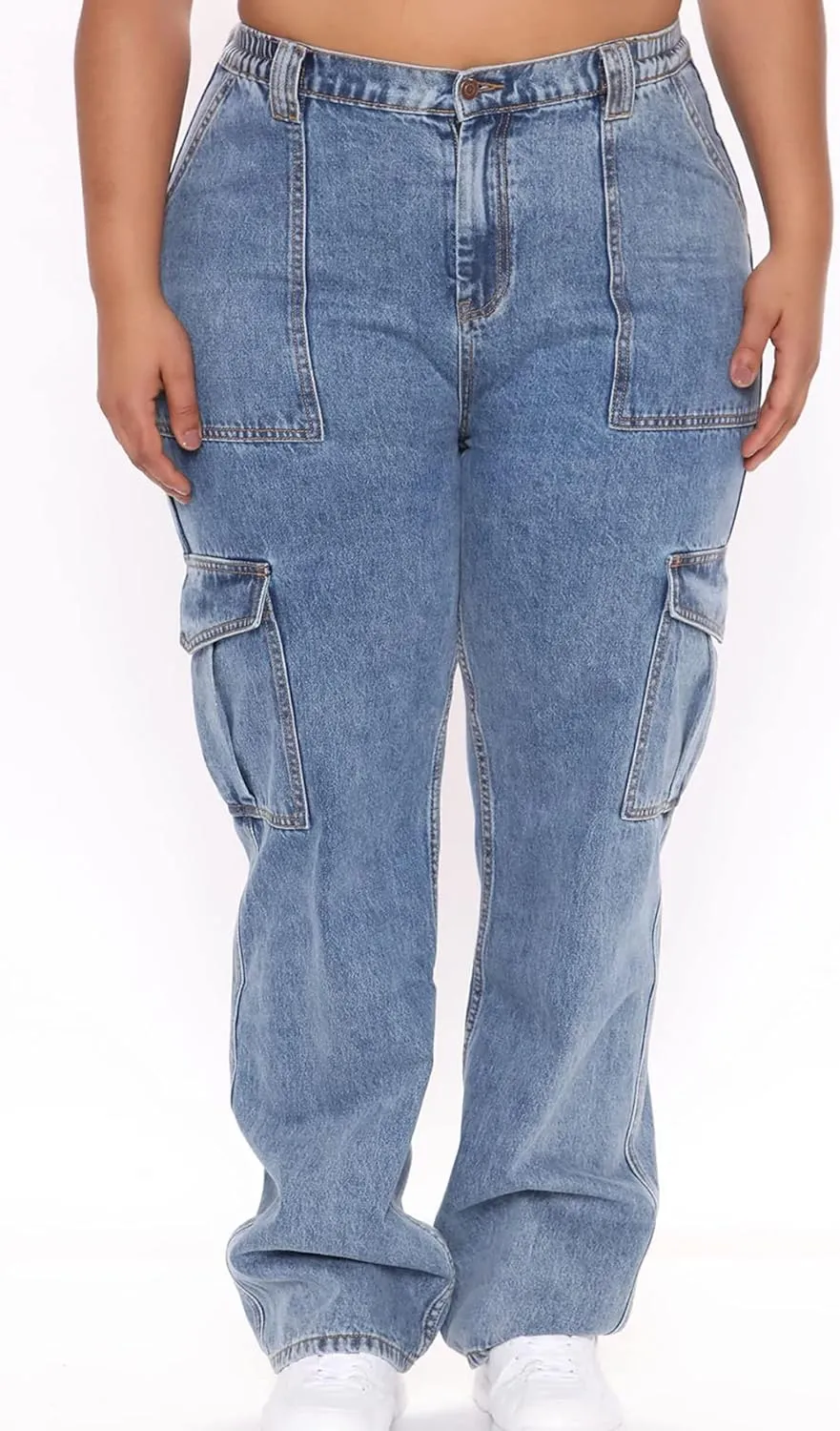 SOMTHRON Women's High Waist Washed Jeans Baggy Straight Leg Casual Loose Denim Pants Trousers Vintage Streetwear