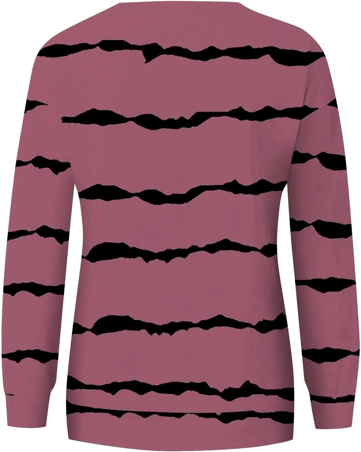 Striped Sweatshirts Women Crewneck Long Sleeve Hoodies Sweatshirt with Kangaroo Pocket Solid Color Pullover Tops