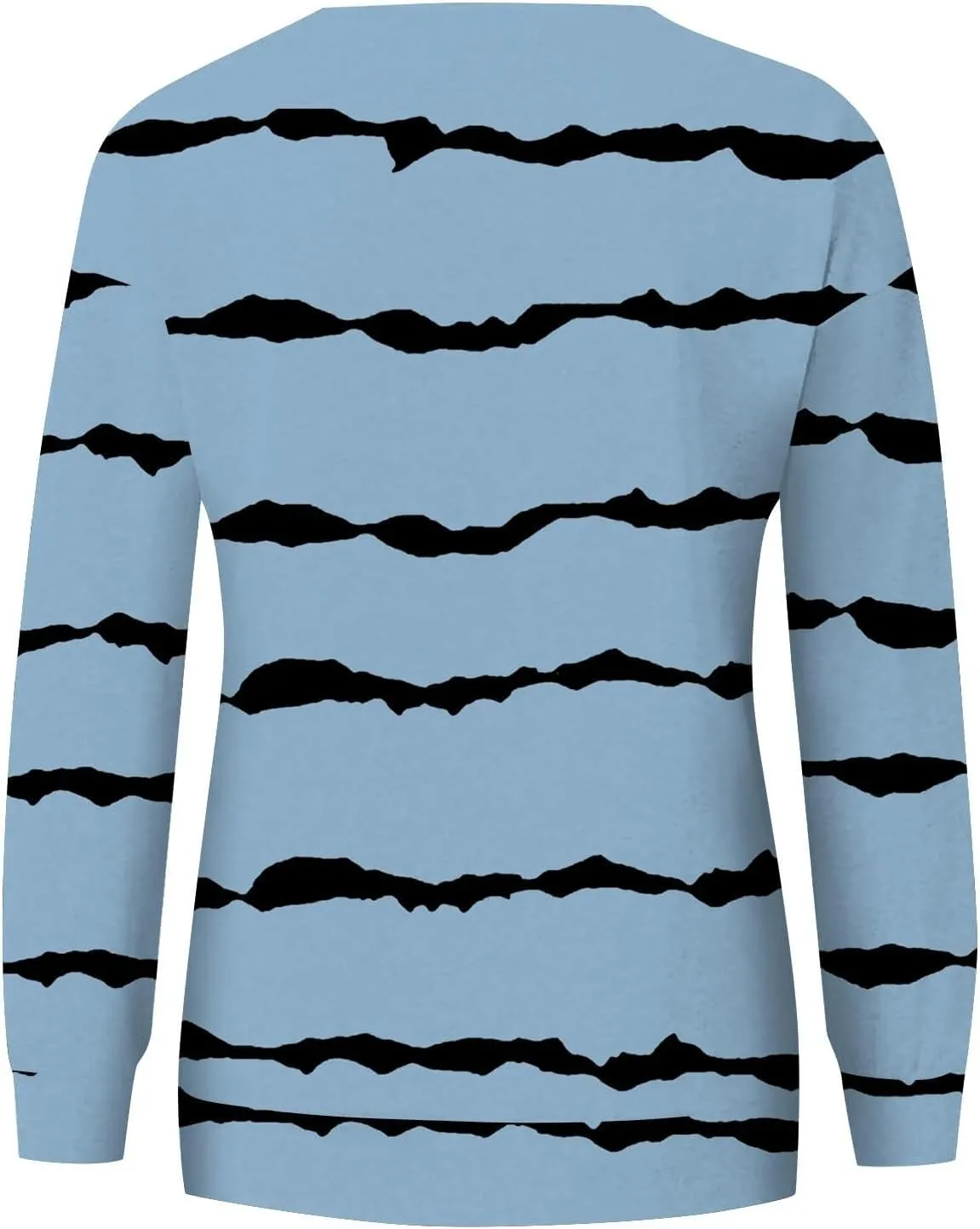 Striped Sweatshirts Women Crewneck Long Sleeve Hoodies Sweatshirt with Kangaroo Pocket Solid Color Pullover Tops