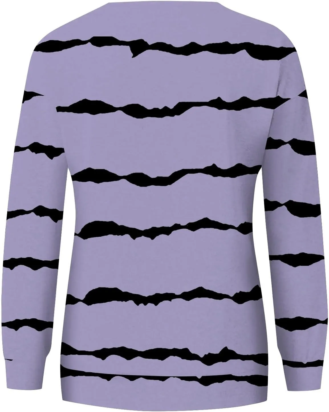 Striped Sweatshirts Women Crewneck Long Sleeve Hoodies Sweatshirt with Kangaroo Pocket Solid Color Pullover Tops