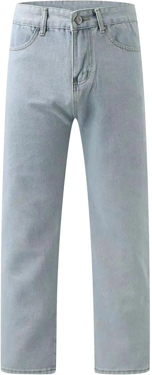 Sweatpants Jeans for Women Boyfriend High Waited Denim Pants Baggy Wide Leg Jeans Loose Fit Denim Pant with Pocket