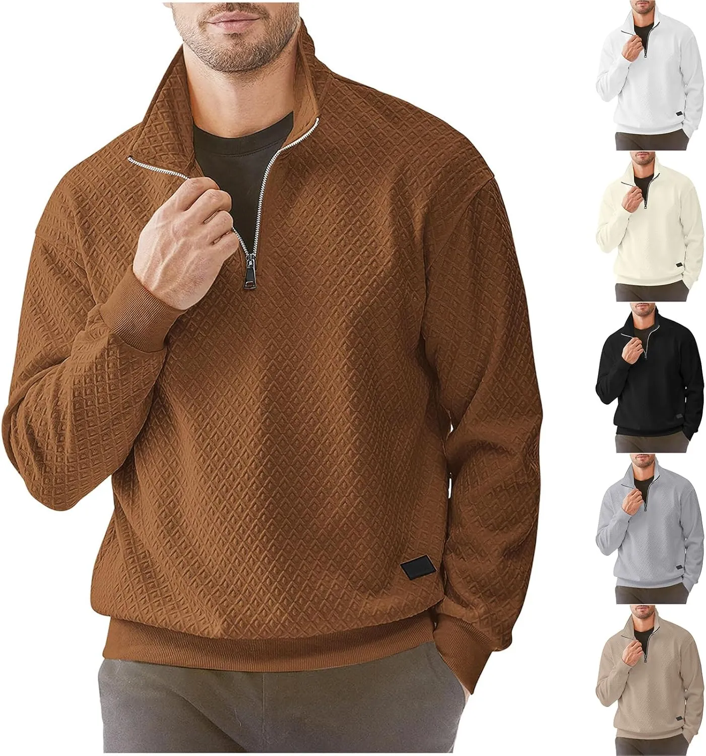 Sweatshirts for Men 2024 Fashion Long Sleeve Quarter Zip Causal Pullover Shirts Loose Comfy Lightweight Athletic Top