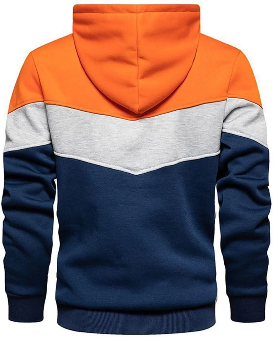 Sweatshirts for Men Trendy Color Block Hoodies Fleece Long Sleeve Hooded Pullover Casual Patchwork Tops with Pocket