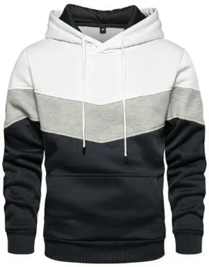 Sweatshirts for Men Trendy Color Block Hoodies Fleece Long Sleeve Hooded Pullover Casual Patchwork Tops with Pocket
