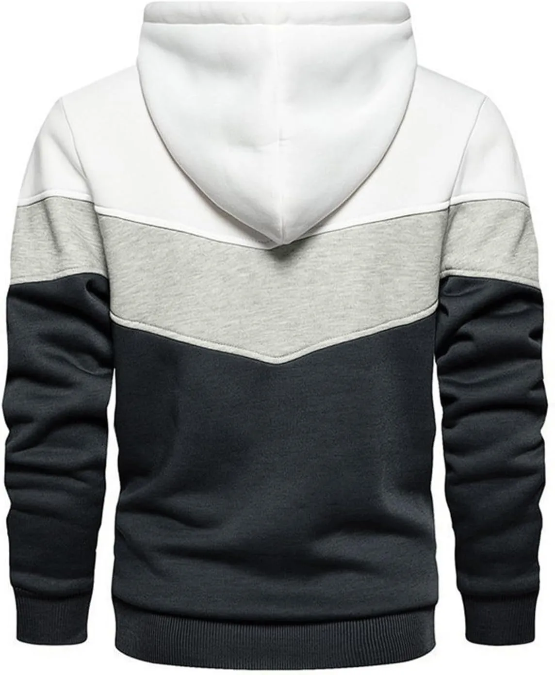 Sweatshirts for Men Trendy Color Block Hoodies Fleece Long Sleeve Hooded Pullover Casual Patchwork Tops with Pocket