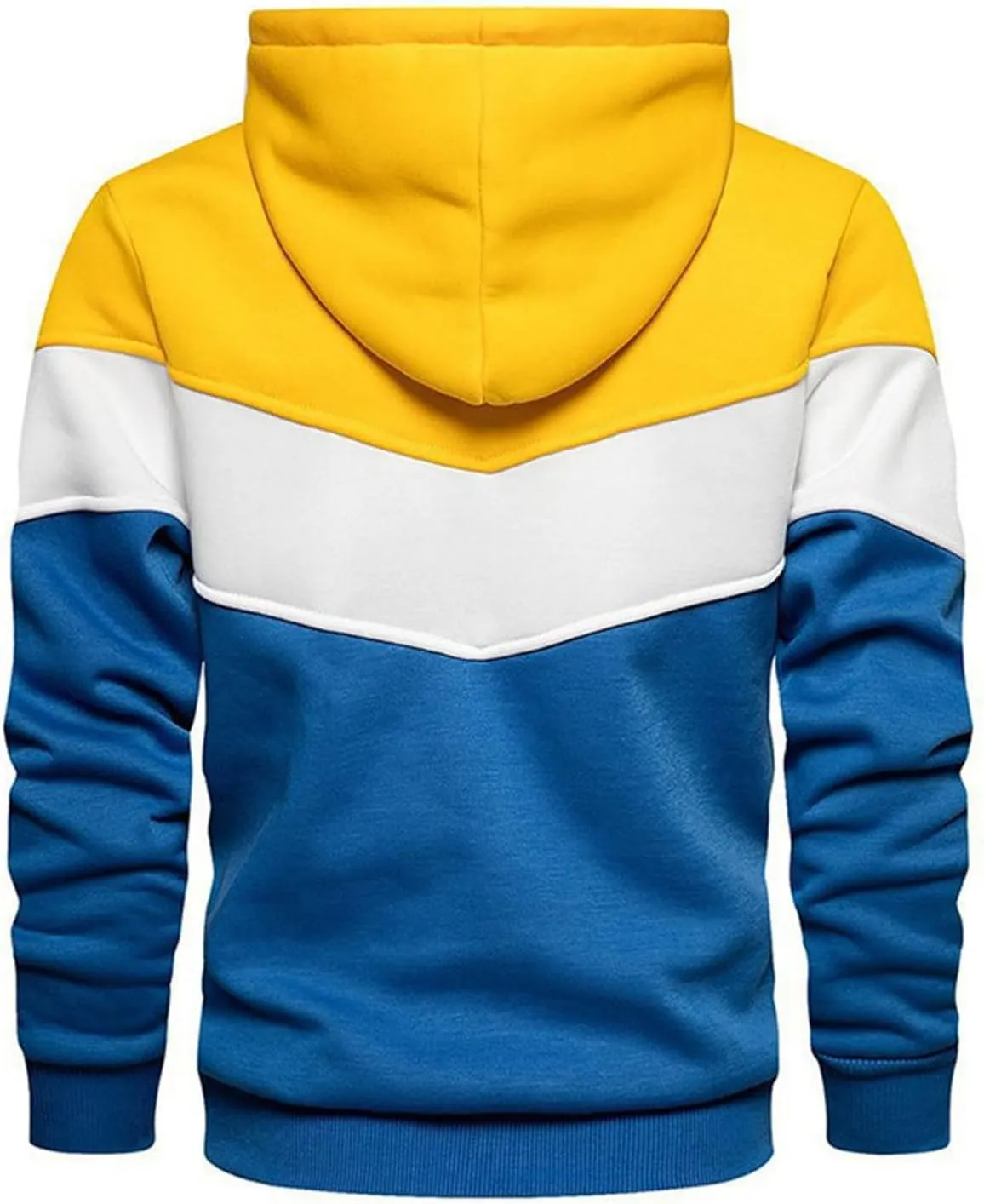 Sweatshirts for Men Trendy Color Block Hoodies Fleece Long Sleeve Hooded Pullover Casual Patchwork Tops with Pocket