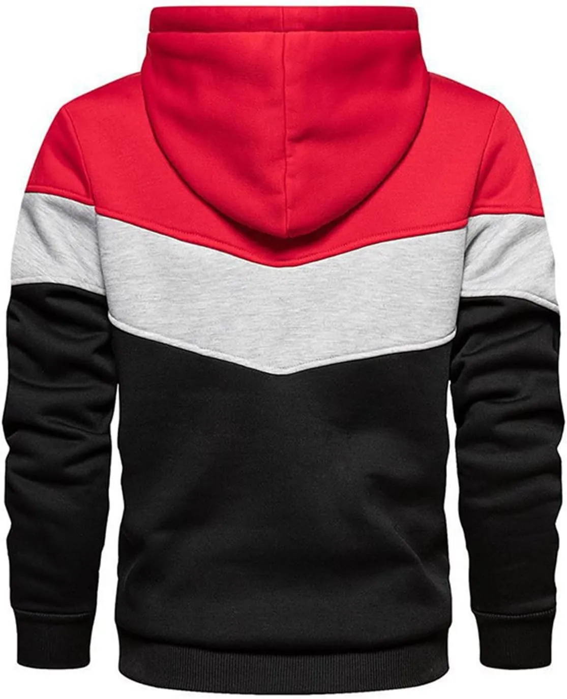 Sweatshirts for Men Trendy Color Block Hoodies Fleece Long Sleeve Hooded Pullover Casual Patchwork Tops with Pocket