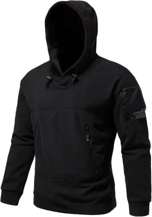 Tactical Hoodie for Men Warm Fleece Hoodie Outdoor Military Sweatshirts Long Sleeve Casual Pullover Shirt with Pocket