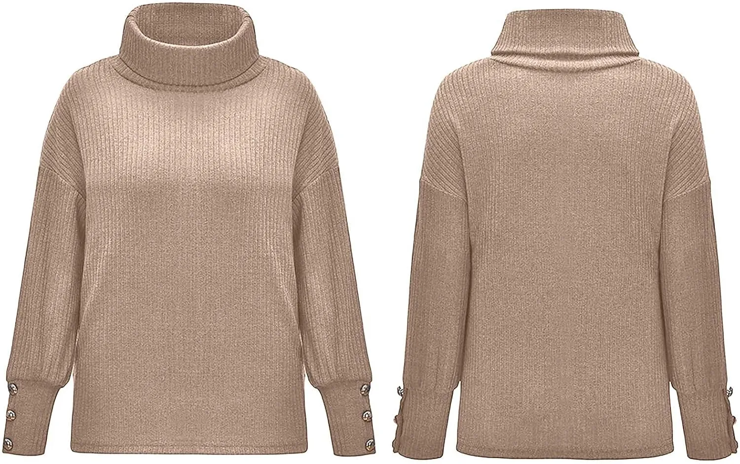 TANGNADE Turtleneck Sweater Women Plus Size Tunic Long Sleeve Cable Knit Sweaters Lightweight Chunky Pullover High Neck