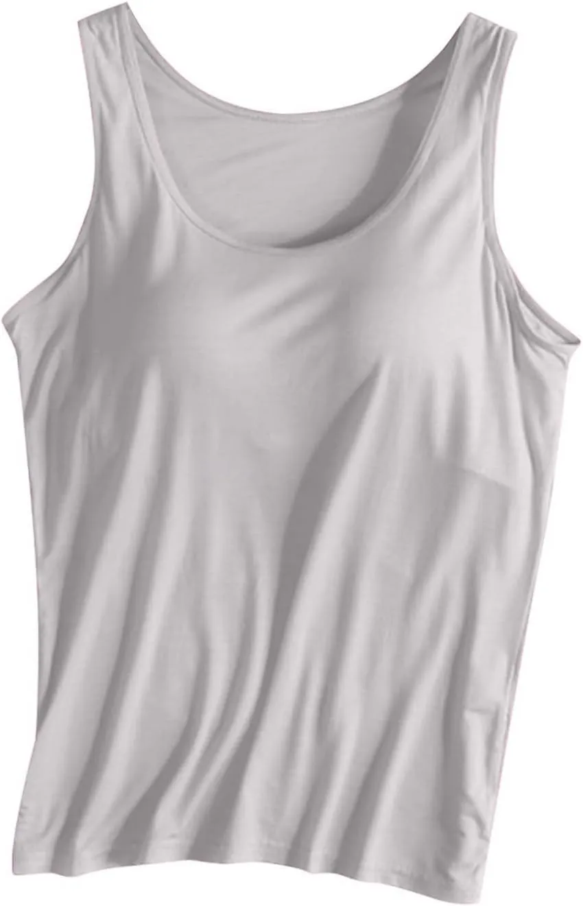 Tank Top with Built in Bra for Women Basic Sleeveless Vest Sports Yoga Workout Tee Summer T Shirts 2025