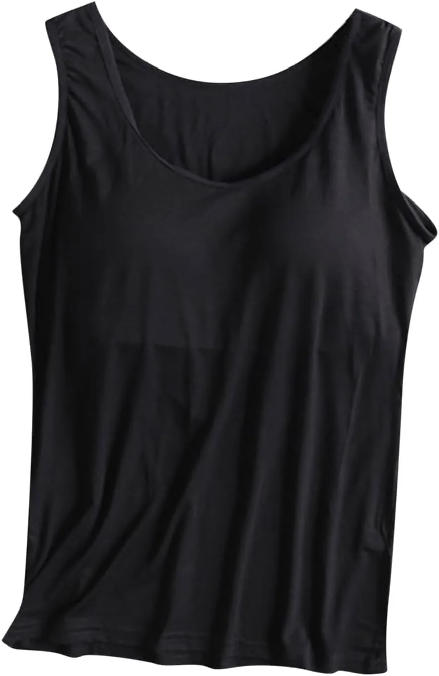 Tank Top with Built in Bra for Women Basic Sleeveless Vest Sports Yoga Workout Tee Summer T Shirts 2025